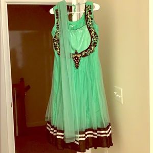 Green Anarkali with dupatha